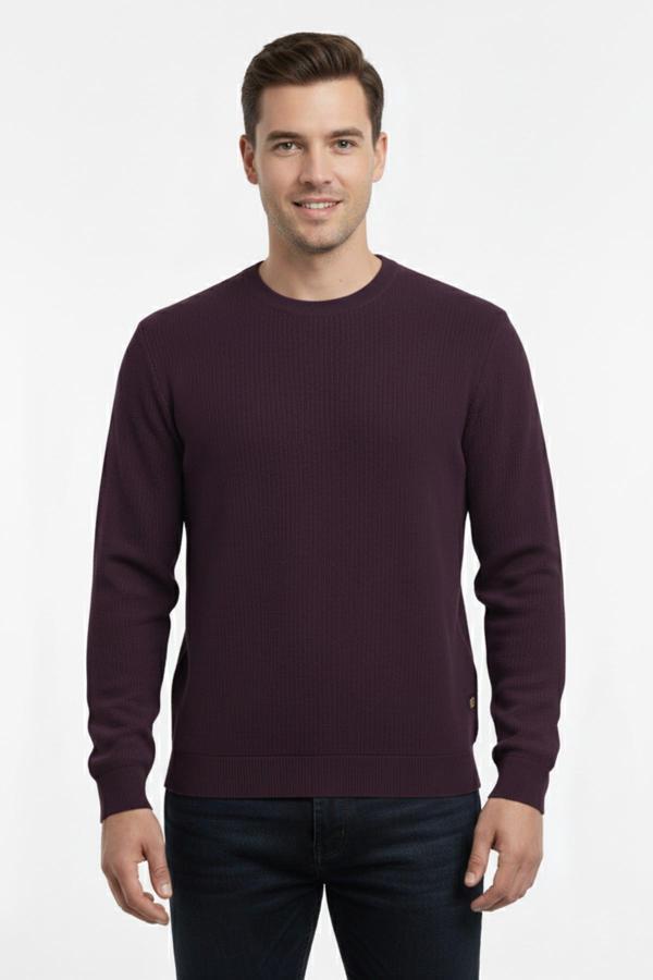 Erkek Sıfır Yaka Kazak Petek Örgü Klasik Kalıp 7002 BGL-ST04928 - Image 1