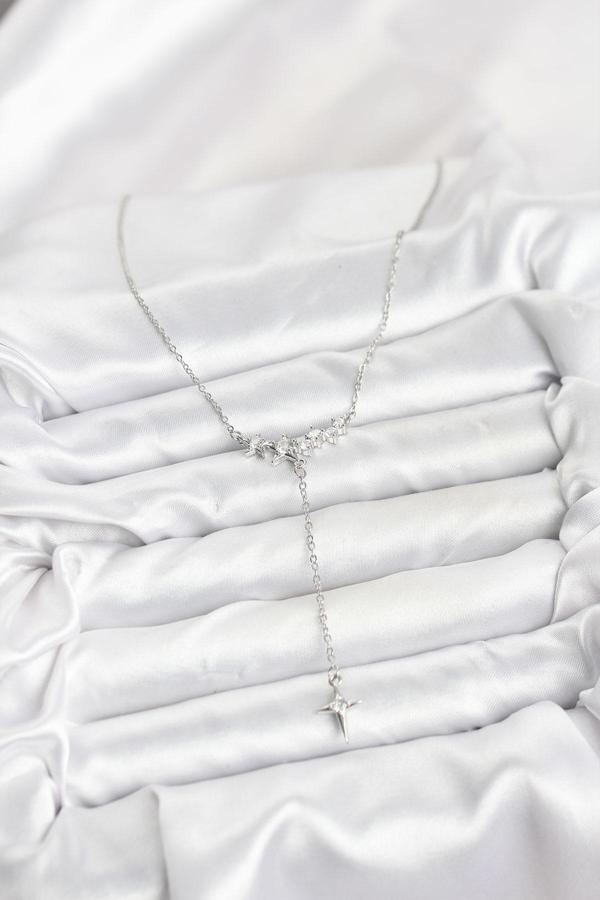 Zarif Boyunlar için Silver Çelik Zincir Yıldız Stil Y Kadın Kolye - Image 1