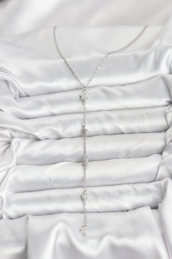 Zarif Boyunlar için Silver Çelik Zincir Yıldız Y Kadın Kolye - Image 1