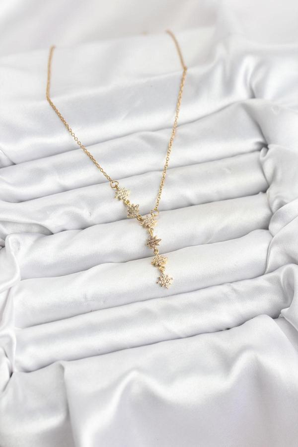 Zarif Boyunlar için Golden Çelik Zincir Kutup Yıldızı Kadın Kolye - Image 1