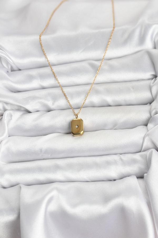 Zarif Boyunlar için Golden Çelik Zincir Minimal Kutup Yıldızı Kadın Kolye - Image 1