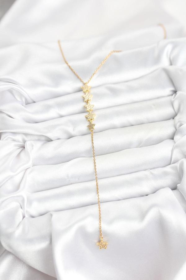 Zarif Boyunlar için Golden Çelik Zincir Yıldız Y Stil Kadın Kolye - Image 1