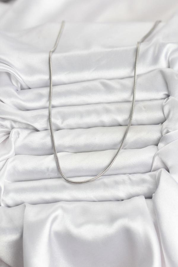 Zarif Boyunlar için Silver Çelik Zincir 60CM Yılan Kadın Kolye - Image 1