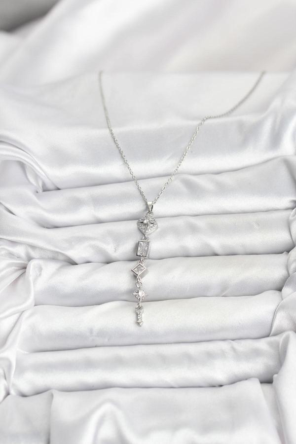 Zarif Boyunlar için Silver Çelik Zincir Kutup Yıldızı Enerji Y Kadın Kolye - Image 1