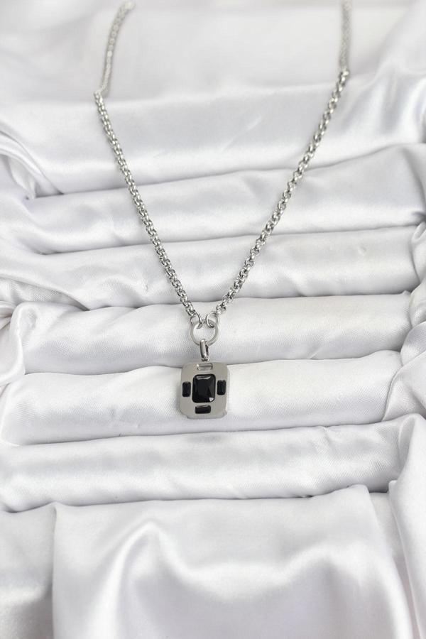 Zarif Boyunlar için Silver Çelik Zincir Vintage Kadın Kolye - Image 1