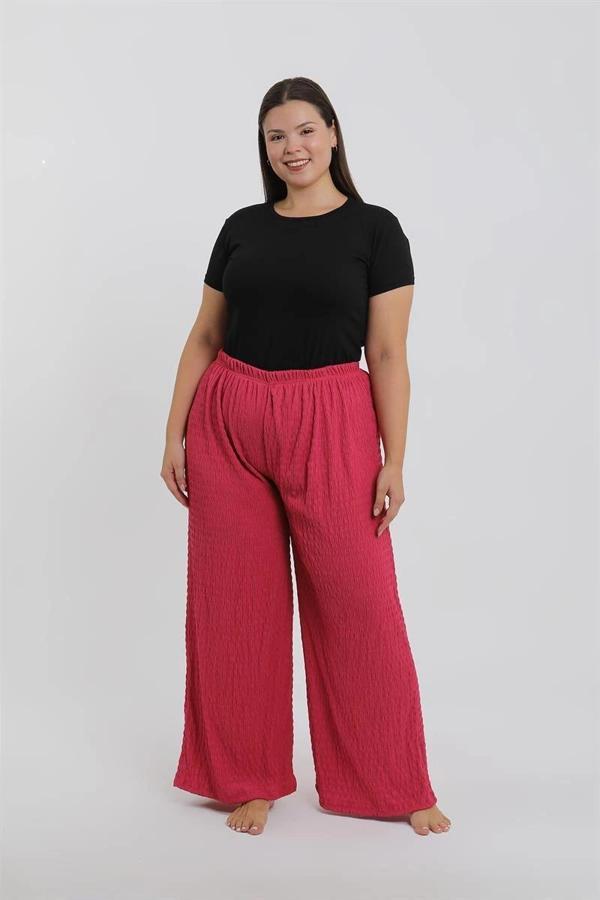 Giyim Kadın Büyük Beden Mercan Rengi Rahat Kesim Baggy Tek Alt - Image 1