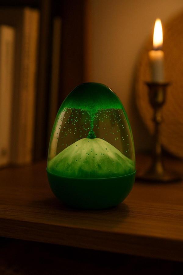 Ofisinize Masaüstü Dekorasyonu Yeşil Kum Saati Volkan Patlaması Efekti Ev Ofis Masa Üstü Hediyelik - Image 1