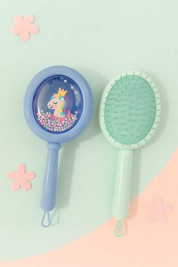 1 Adet Unicorn Figürlü Renkli Boncuklu Kız Çocuk Saç Tarağı Fırçası Kolay Taranma Saçları Acıtmaz - Image 1