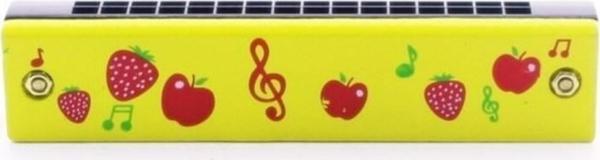 Star Global 1 Adet Ahşap Mızıka 16 Delikli Çift Sıralı Sarı Desenli Çocuk Mızıka - Image 1