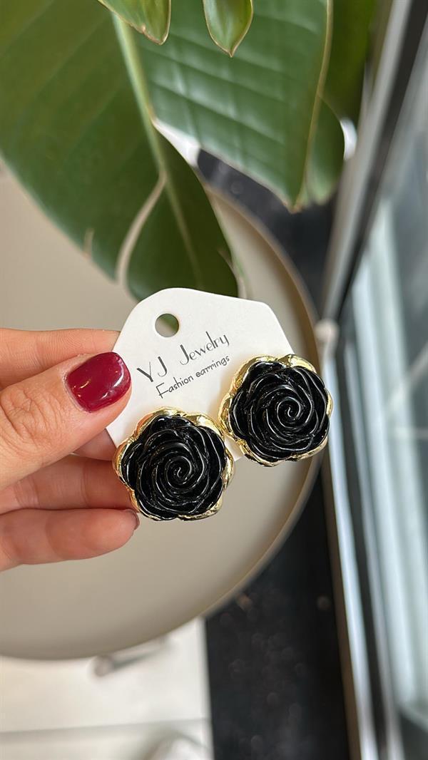 Gül Küpe - Siyah - Image 1