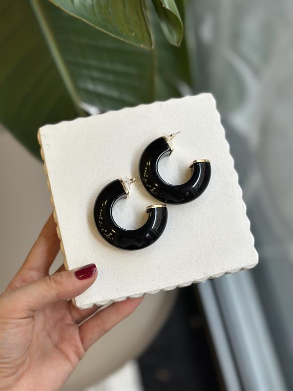 Halka Küpe - Siyah - Image 1