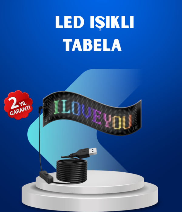 RGB Renkli LED Ekran Tabela USB Bağlantılı ve Kayan Yazı Destekli - Image 1