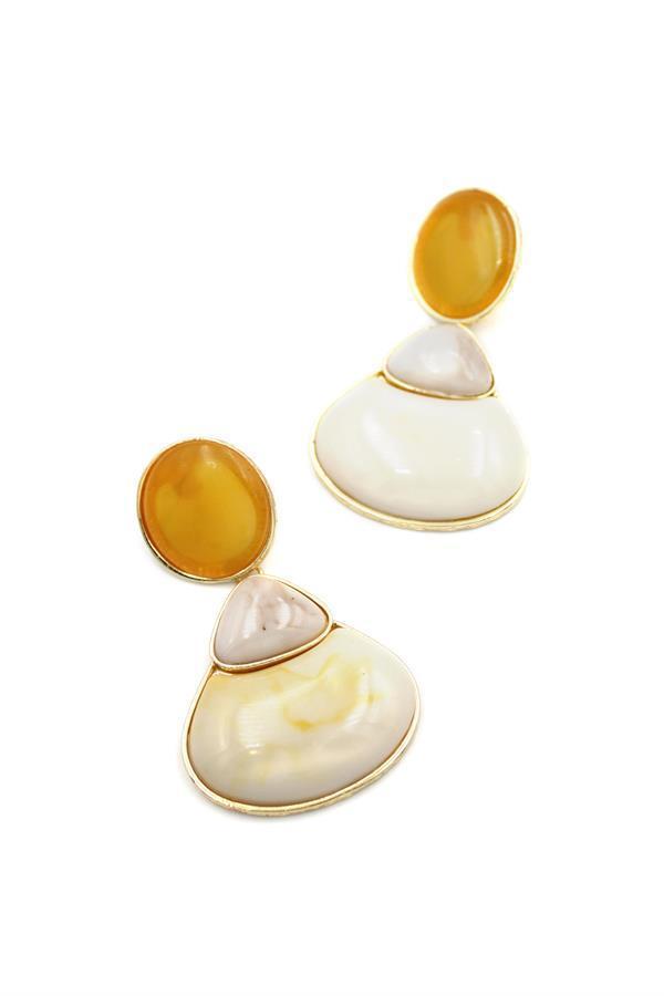 Taşlı Küpe - Krem - Image 1