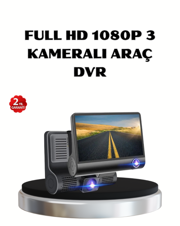 Full HD Araç Kamerası 3’lü 4.0” Ekranlı ve HDR Gece Görüşlü - Image 1