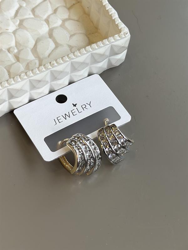 Taşlı Halka Küpe - Altın - Image 1