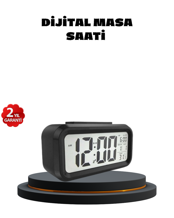 Sensörlü Dijital Masa Saati Alarm ve Sıcaklık Göstergeli - Image 1
