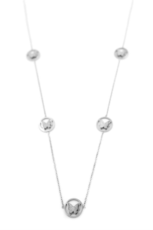 Kelebek Kolye - 90 cm - Gümüş - Image 1