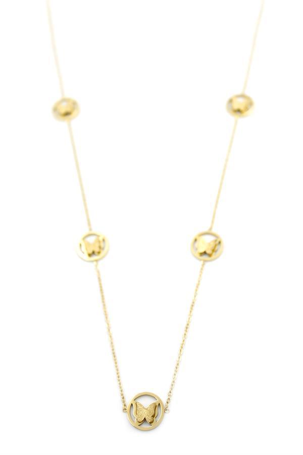 Kelebek Kolye - 90 cm - Altın - Image 1