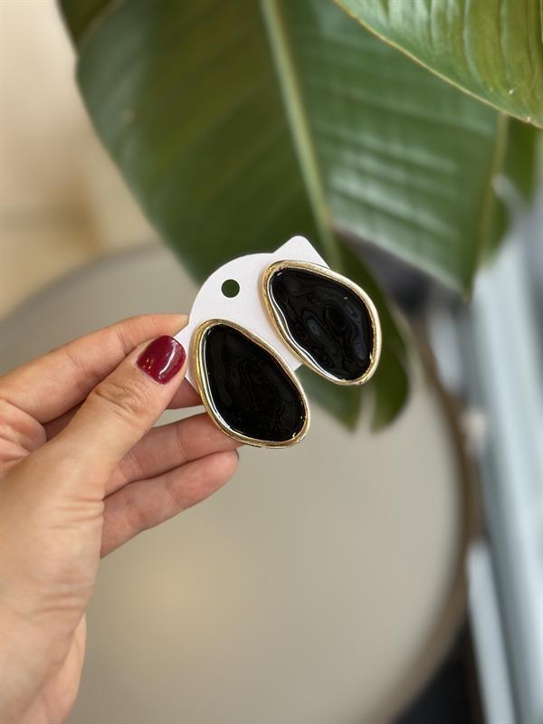 Taşlı Küpe - Siyah - Image 1