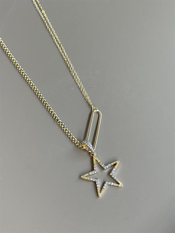 Taşlı Yıldız Kolye - Altın - Image 1