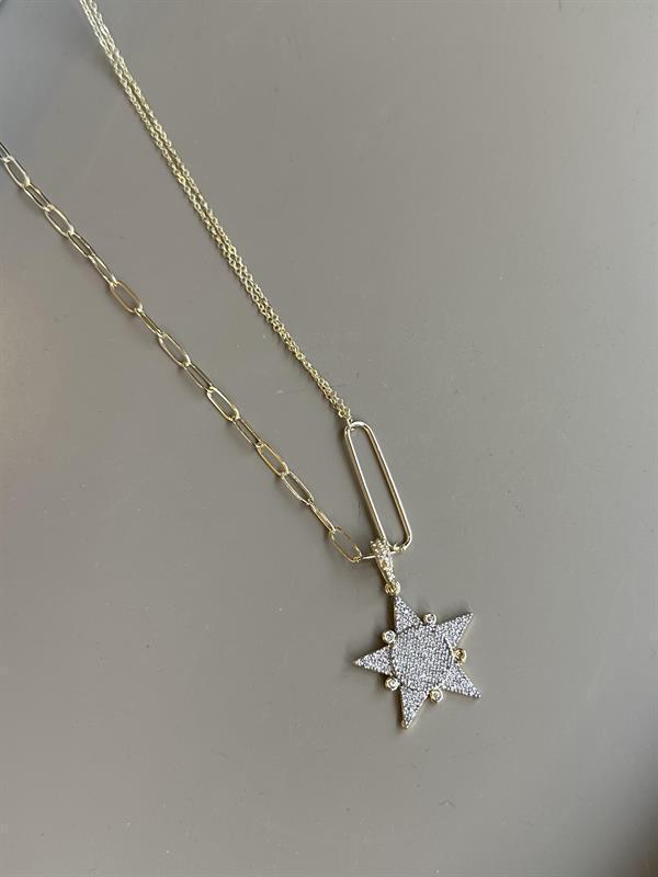 Taşlı Yıldız Kolye - Altın - Image 1