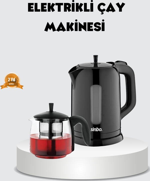 Çaycı Cam Demlikli 1800W Güçlü ve Sıcak Tutmalı Elektrikli Çay Makinesi - Image 1