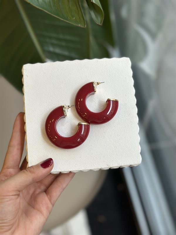 Halka Küpe - Bordo - Image 1