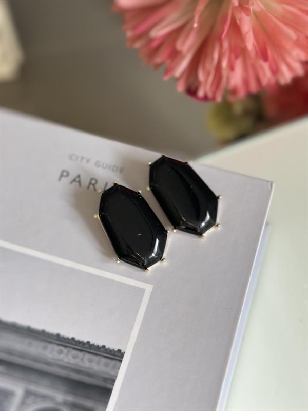 Taşlı Küpe - Siyah - Image 1