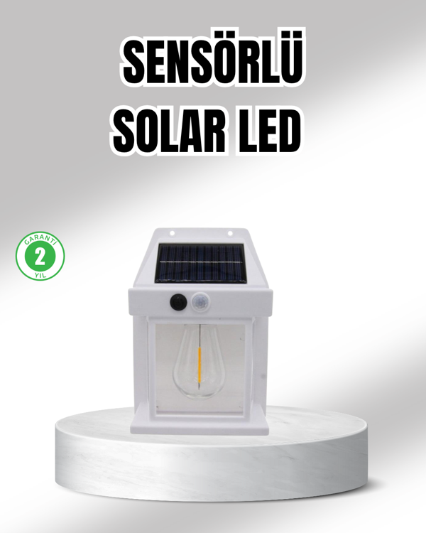 Güneş Enerjili Dış Mekan Sensörlü Duvar Lambası IP65 Su Geçirmez - Image 1