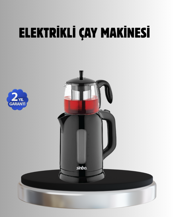 Sinbo STM 5840 Elektrikli Çay Makinesi 1800W Cam Demlik ve Sıcak Tutma Özellikli - Image 1