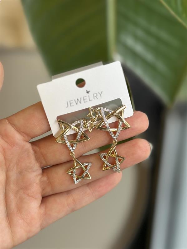 Sallantılı Yıldız Küpe - Altın - Image 1