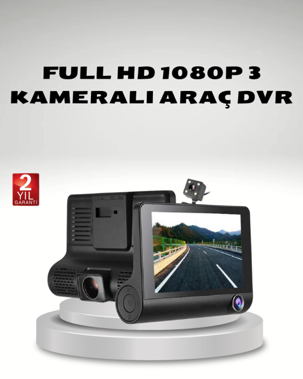 Araç Kamerası 3’lü Full HD DVR 1080P Gece Görüşlü ve G-Sensörlü - Image 1