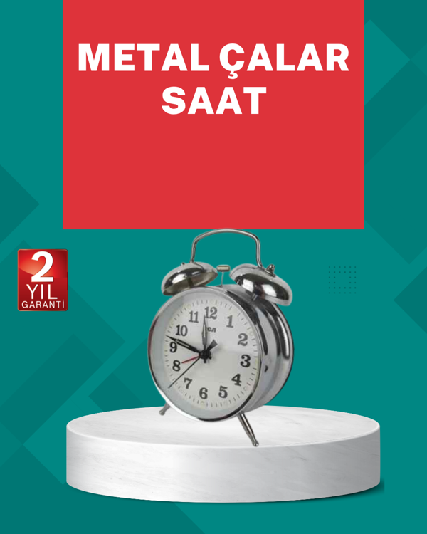 Dekoratif Gümüş Işıklı Alarmlı Masa Saati Sessiz Mekanizma - Image 1