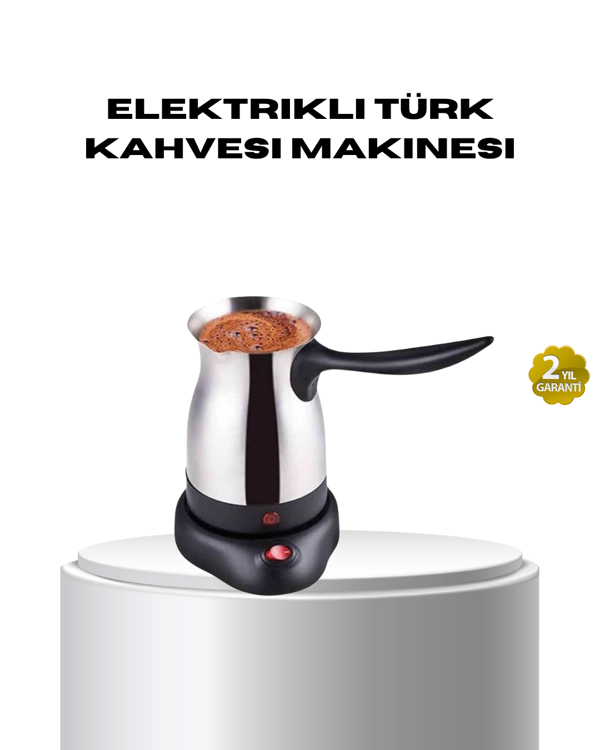 Paslanmaz Çelik Elektrikli Cezve 800W 6 Fincan Kapasiteli - Image 1