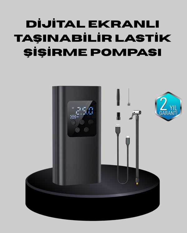 Taşınabilir 80W Kablosuz Lastik Şişirme Pompası Dijital Ekranlı - Image 1