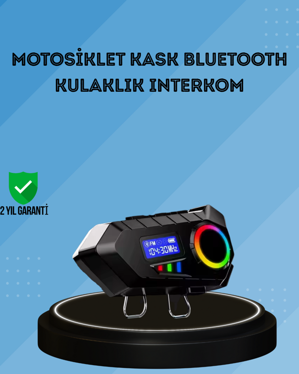 500mAh Bataryalı Bluetooth 5.4  İnterkom LED Ekranlı FM Destekli - Image 1