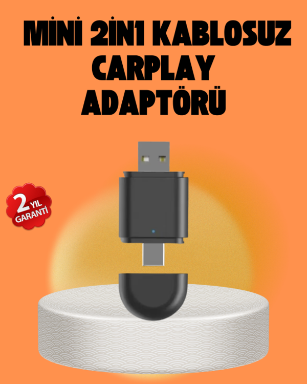 Kablosuz CarPlay ve Android Auto Dönüştürücü – USB-A & Type-C Girişli Akıllı Adaptör - Image 1