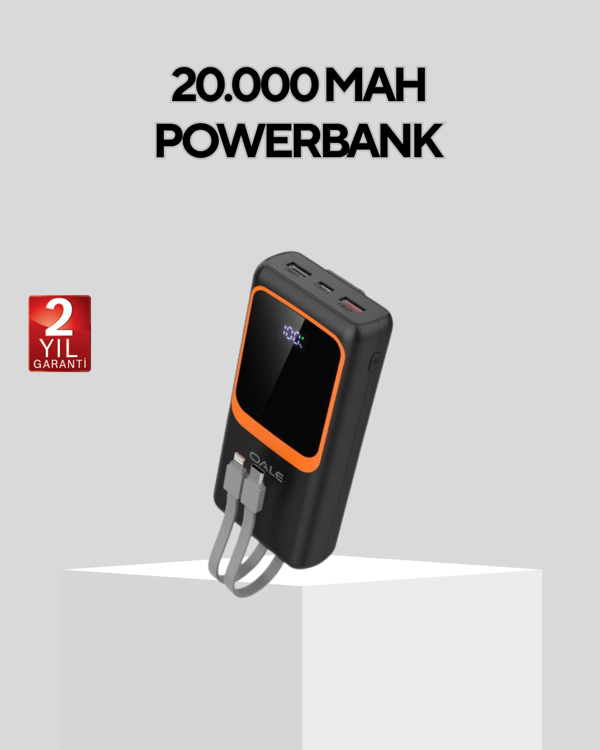 Powerbank 20000 mAh Dijital Ekranlı ve Çok Kablolu Hızlı Şarj Cihazı - Image 1