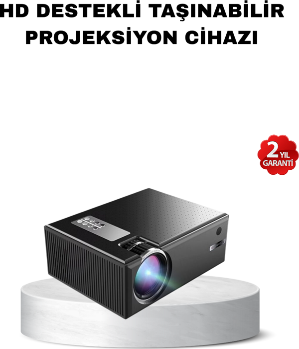 Taşınabilir Full HD Projeksiyon Cihazı Yüksek Parlaklık ve Geniş Bağlantı Seçenekli - Image 1