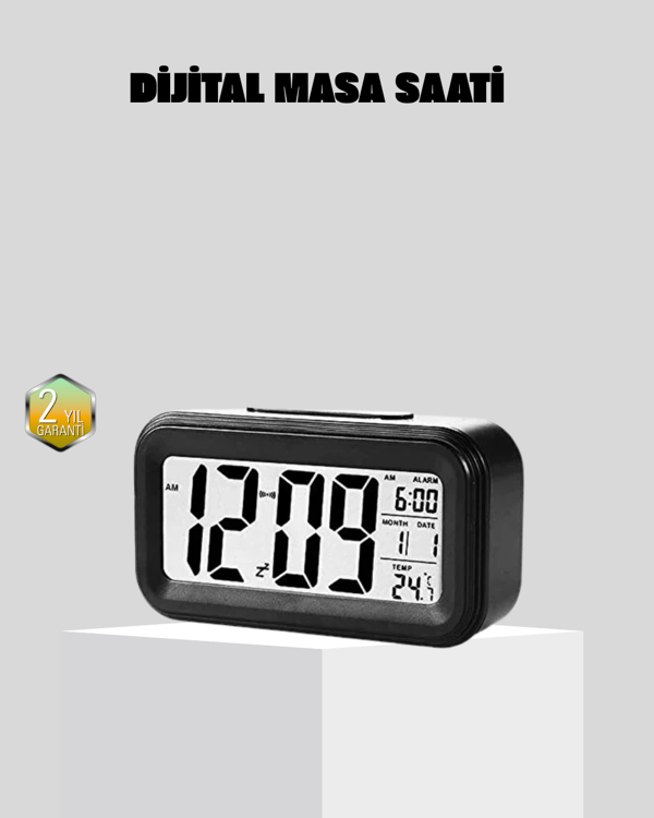 Fotoselli Dijital Masa Saati Aydınlatmalı Alarm ve Tarih Göstergeli - Image 1