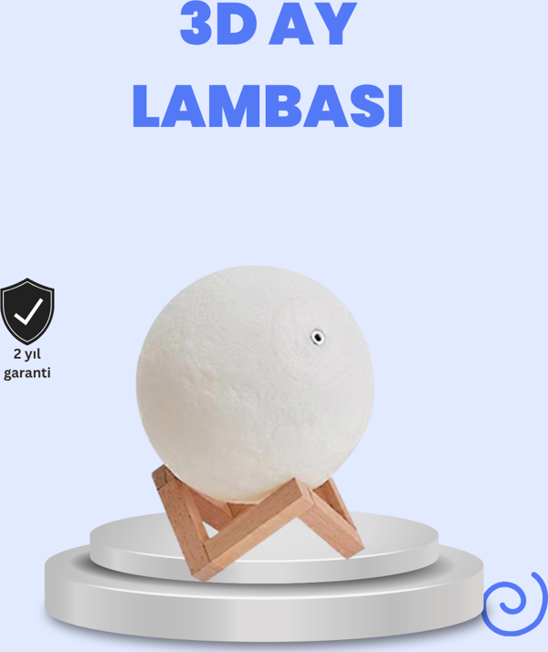 RGB Modlu 16 Renkli Ay Gece Lambası 3D Baskı ve Uzaktan Kumanda Özellikli - Image 1