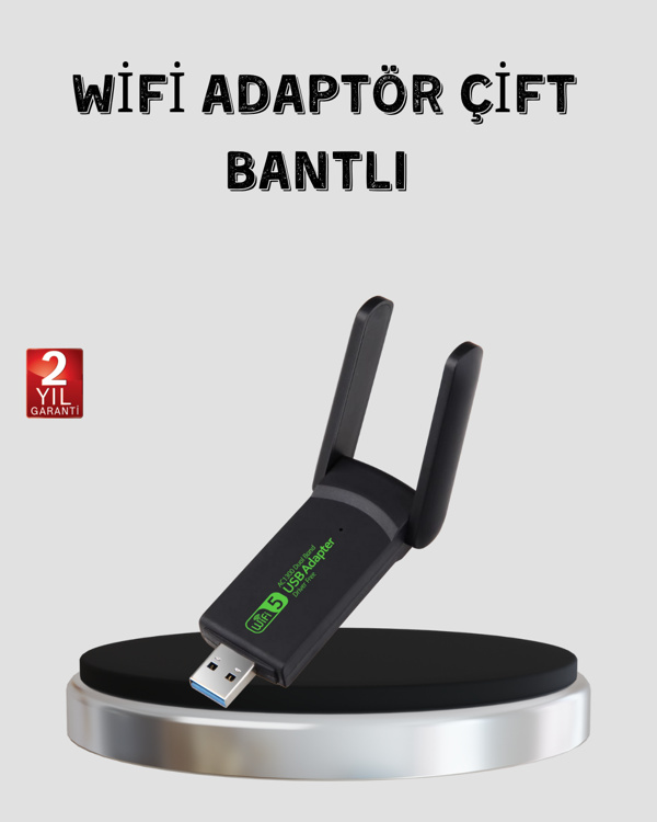 1200 Mbps Dual Band WiFi Adaptör – 5.8G & 2.4G Çift Antenli - Image 1
