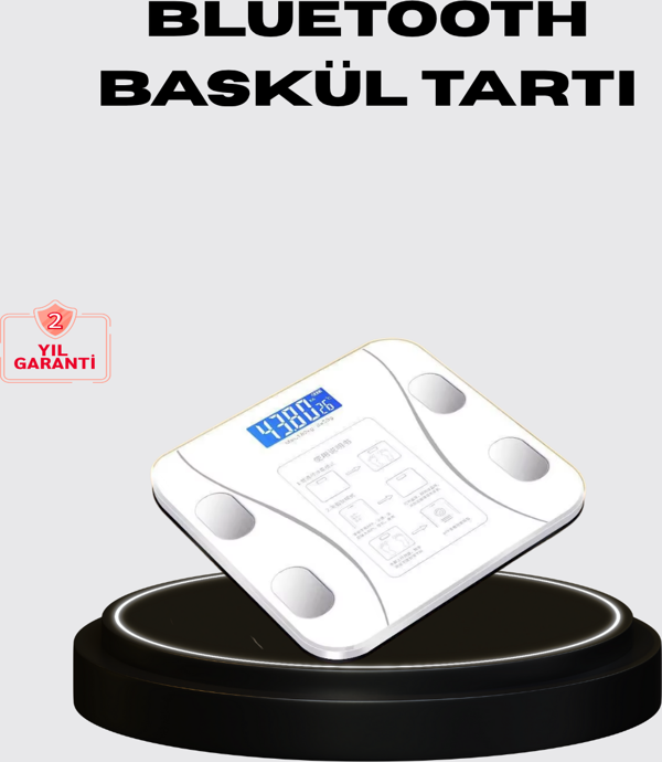 Akıllı Dijital Baskül – Bluetooth Bağlantılı, 8 Ölçüm Verili, Akıllı Vücut Analiz Tartısı - Image 1