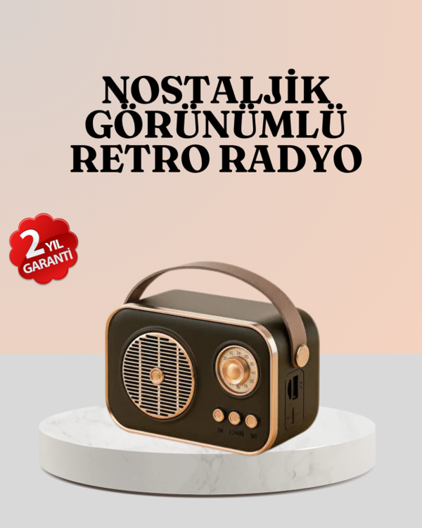 Bluetooth’lu Retro Radyo – FM Destekli Nostaljik Hoparlör - Image 1