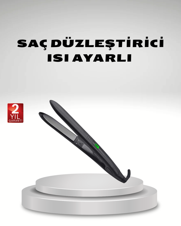Isı Ayarlı Saç Düzleştirici Titanyum Seramik Plaka, Dijital Ekran - Image 1