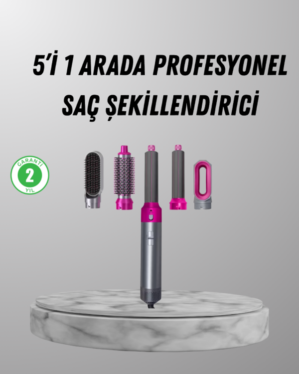 5’i 1 Arada Saç Şekillendirici Set Kuaför Düzeyinde Performans ve Ergonomik Tasarım - Image 1
