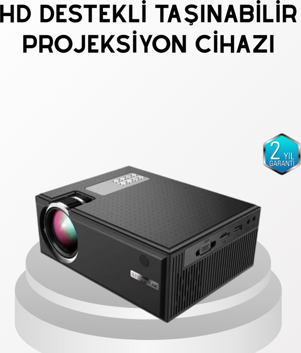 Full HD 1080p Projeksiyon Cihazı Taşınabilir LED Teknolojili ve HDMI Uyumlu - Image 1