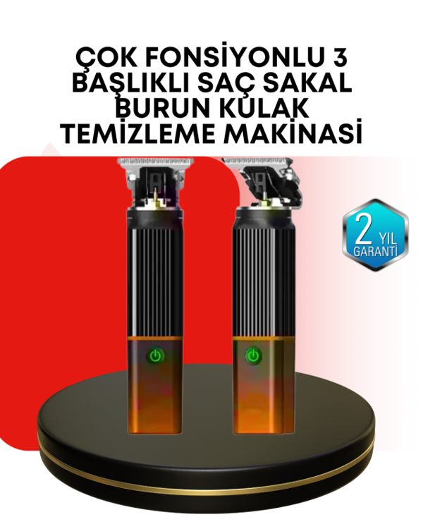 Erkekler İçin Şarjlı 3’ü 1 Arada Trimmer Seti – Güçlü Motor, Sessiz Çalışma - Image 1