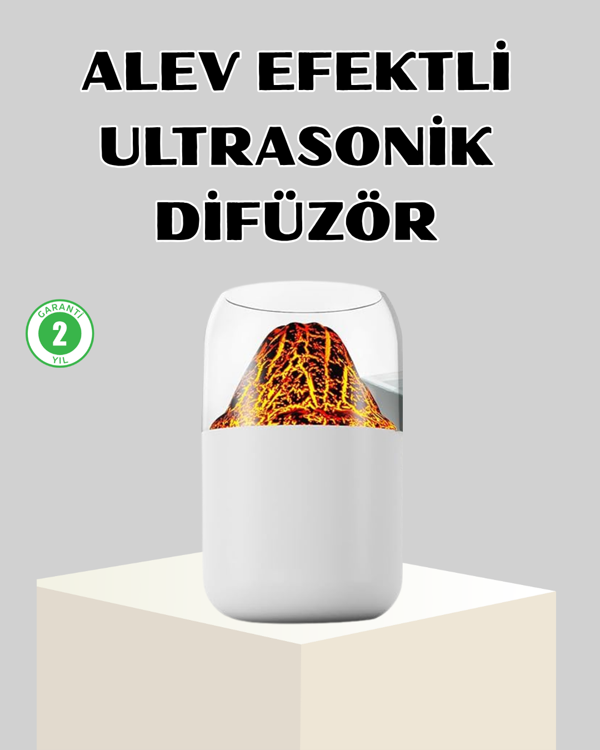 Ultrasonik Alev Efektli Aromaterapi Difüzörü USB Şarjlı ve Otomatik Kapanma Özellikli - Image 1