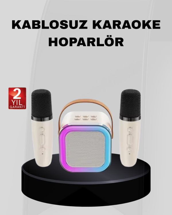 Taşınabilir Karaoke Hoparlör Bluetooth 5.0 ve Çift Mikrofonlu - Image 1